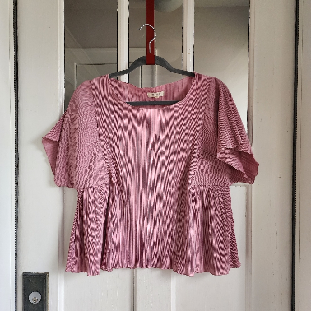 Madewell Pink Micropleat Baby Doll Top